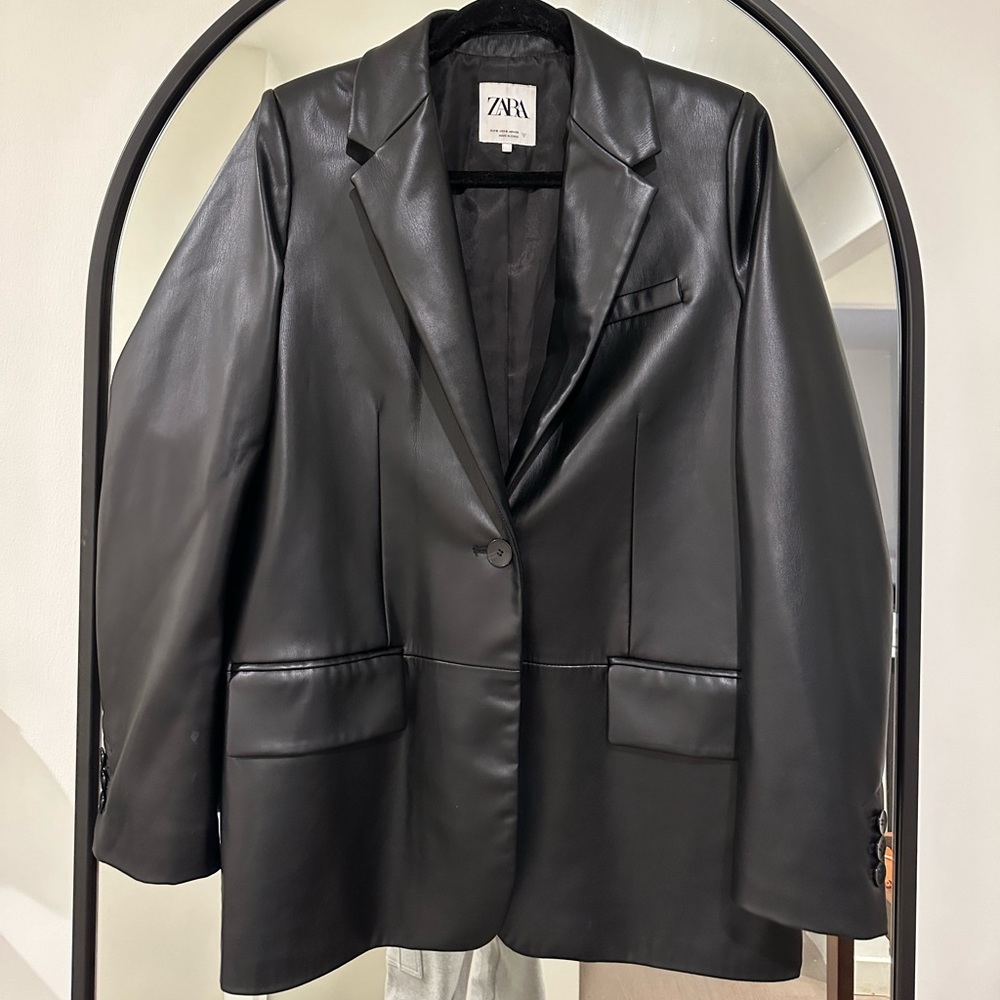 Zara Faux Leather Blazer